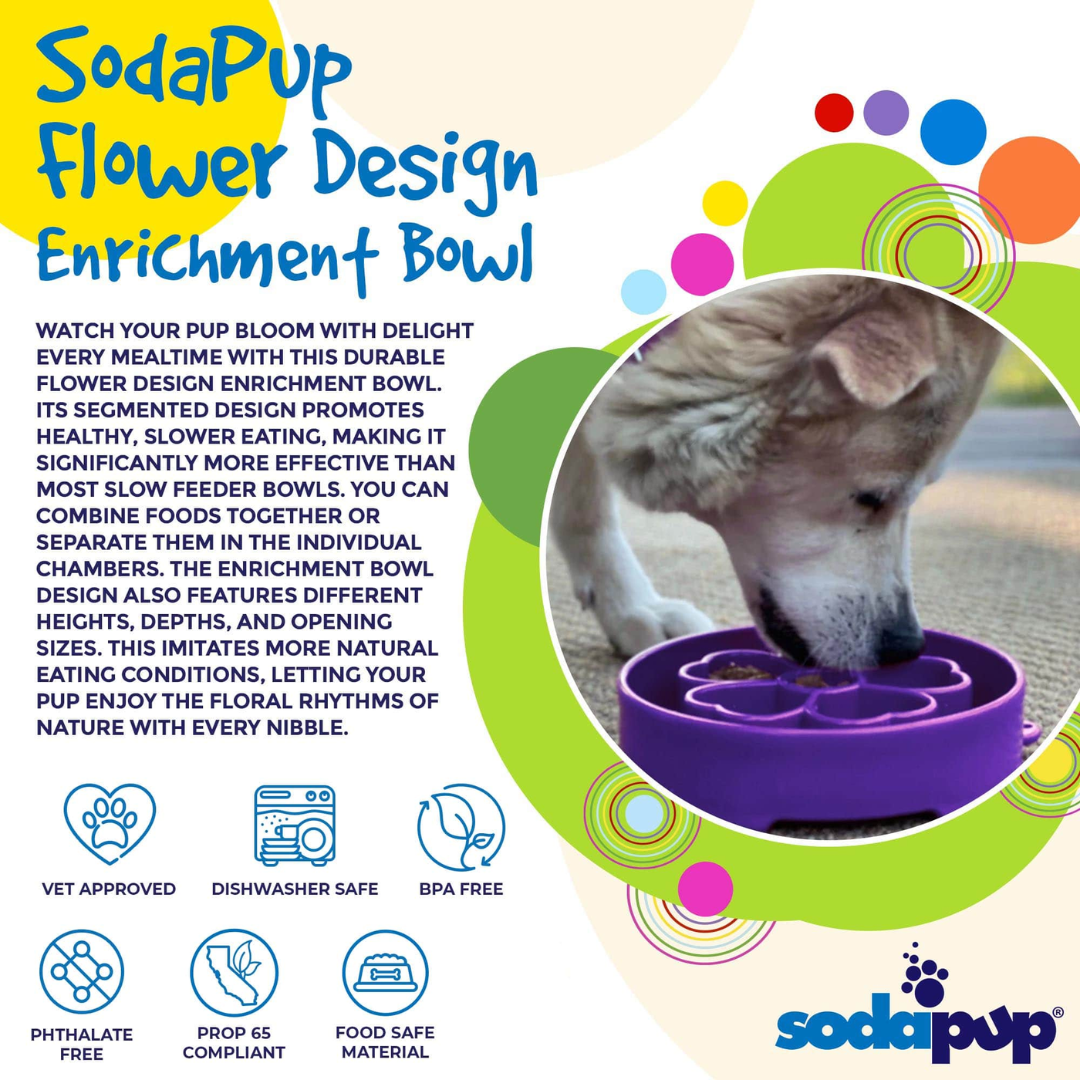Dog Slow Feeder Bowl - Purple Flower