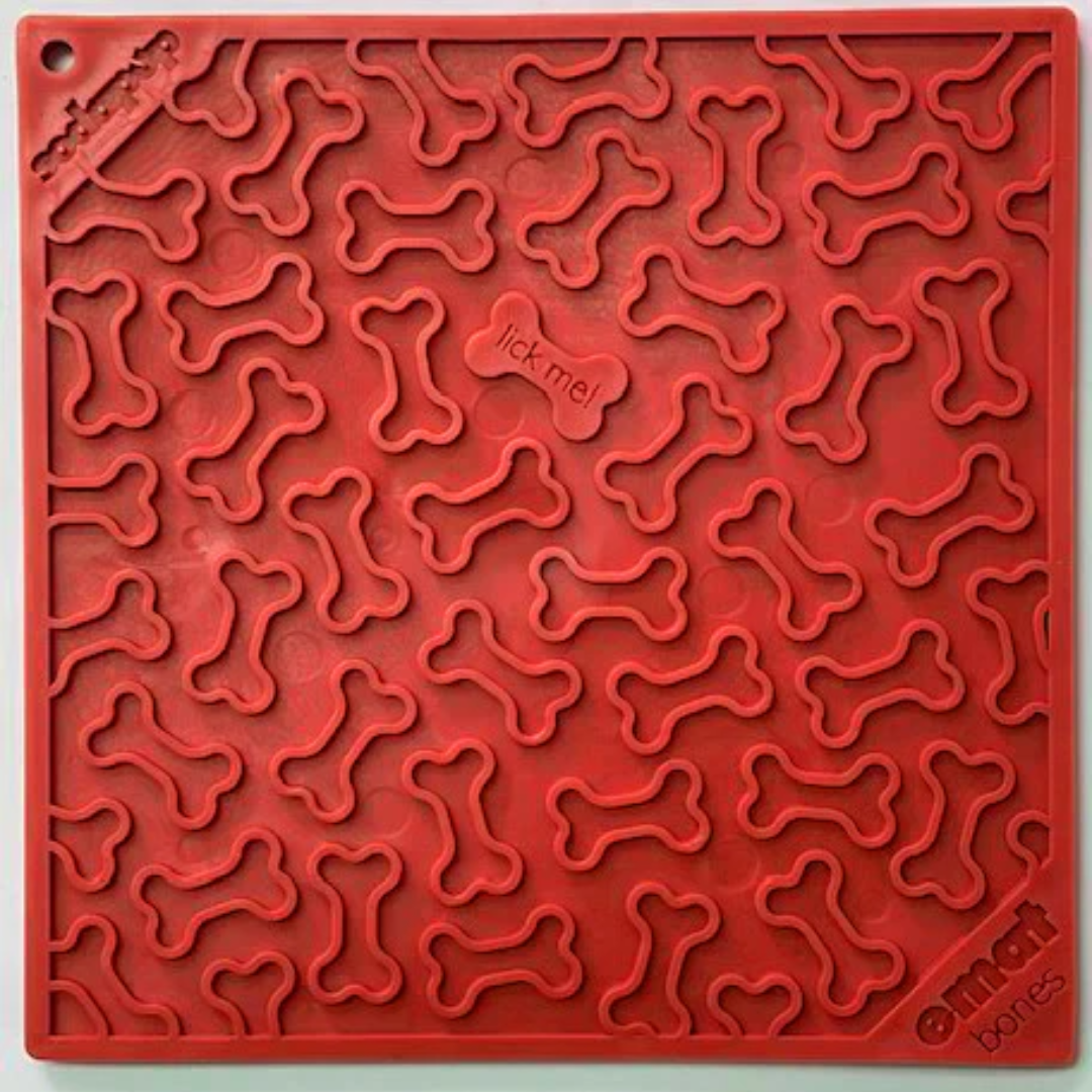 lick mat bones red